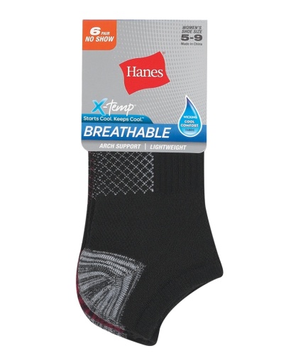 hanes women's breathable lightweight no show socks, 6-pack women Hanes