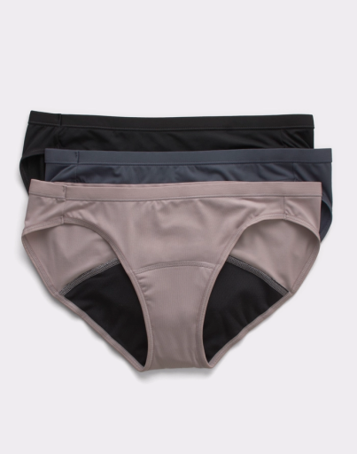 hanes comfort, period. bikini period underwear, light leaks, neutrals, 3-pack women Hanes