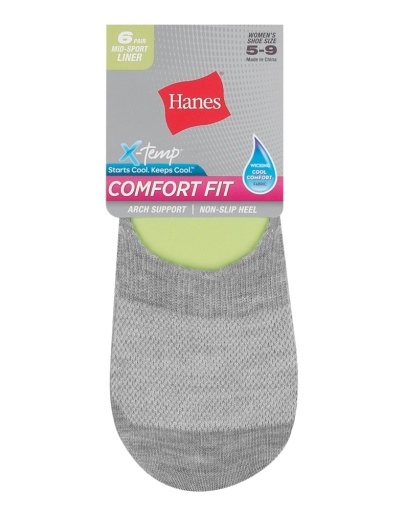 hanes women's comfort fit invisible liner: mid sport, 6-pack women Hanes