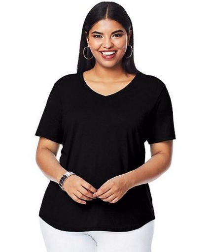 just my size cotton jersey short-sleeve v-neck women's tee women Just My Size