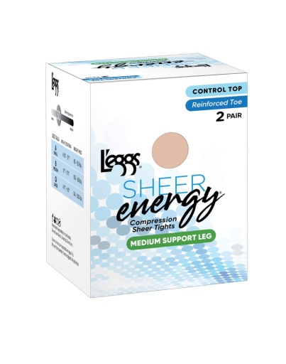 l'eggs sheer energy control top reinforced toe 2 pair women L'eggs