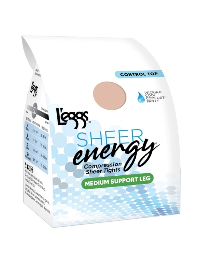 l'eggs sheer energy medium support compression tights, sheer toe women L'eggs