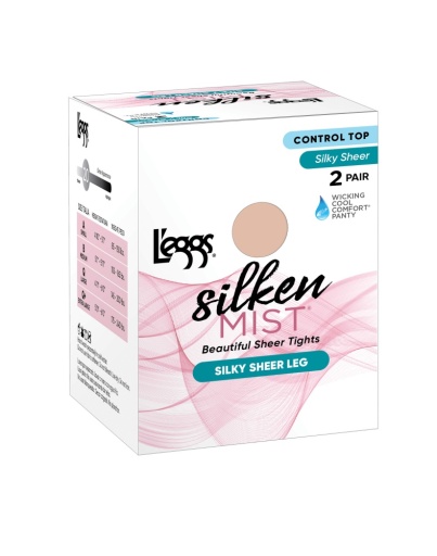 l'eggs silken mist silky sheer tights with control top moisture-wicking 2-pairs women L'eggs
