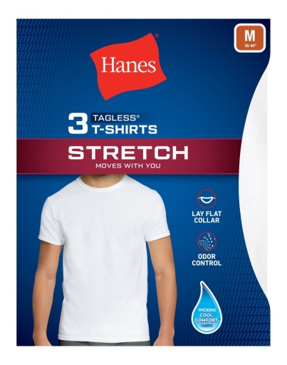 hanes men's stretch white crew t-shirt undershirts, 3 pack men Hanes