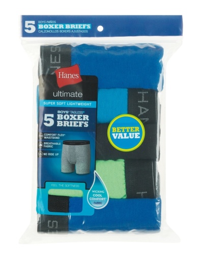 hanes ultimate® boys' lightweight boxer brief 5-pack youth Hanes