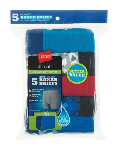 hanes ultimate® boys' dyed boxer brief with comfortsoft waistband 5-pack youth Hanes