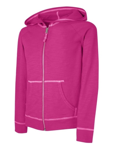 hanes girls' slub jersey full-zip hoodie youth Hanes