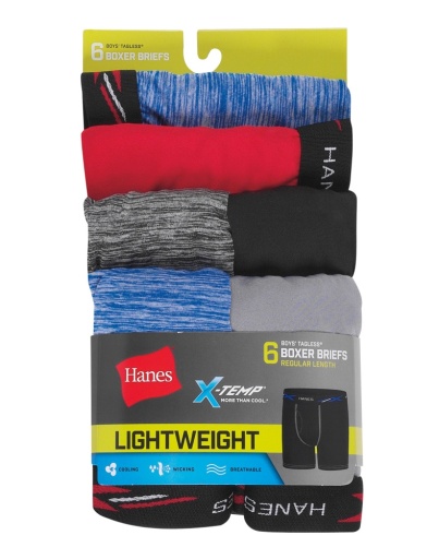 hanes boys' x-temp® lightweight boxer briefs assorted 6-pack youth Hanes