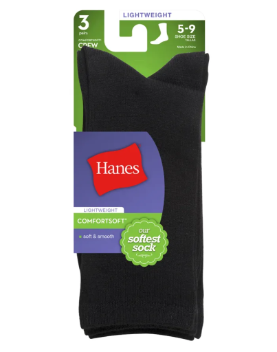 hanes comfortsoft women's crew socks 3-pack women hanes