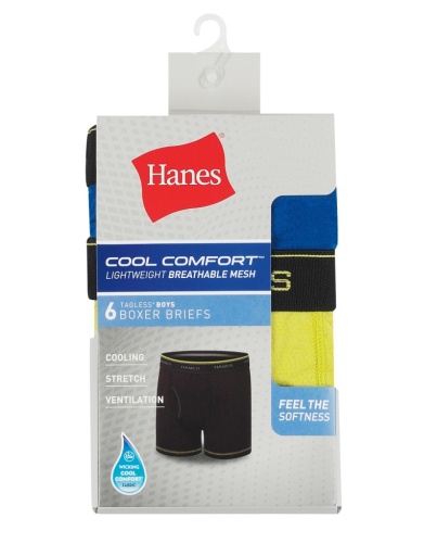 hanes cool comfort boys' lightweight mesh boxer brief underwear 6-pack youth Hanes