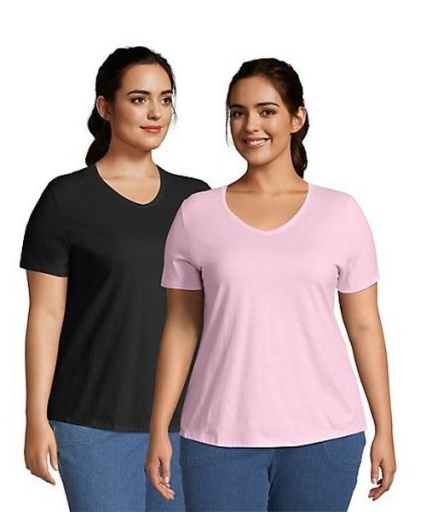 just my size cotton jersey v-neck short sleeve t-shirt 2 pack women Just My Size