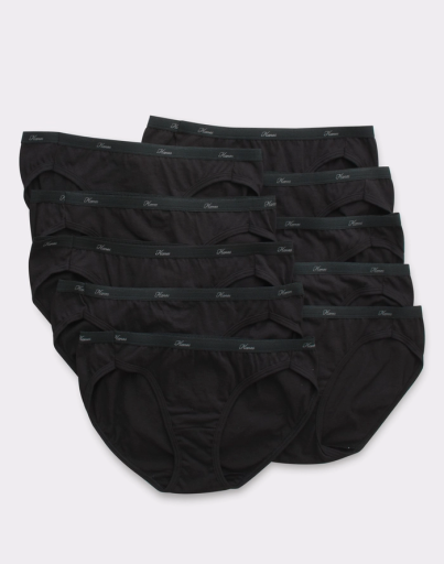 hanes women's breathable cotton bikini underwear black 10-pack women Hanes