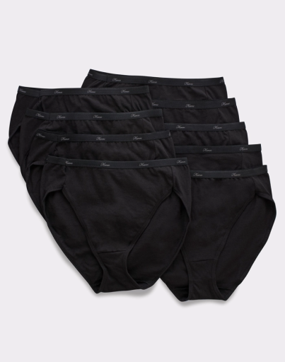 hanes women's breathable cotton hi-cut underwear black 10-pack women Hanes