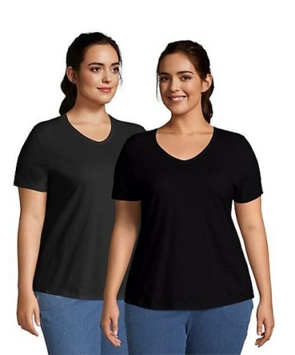 JMS Cotton Jersey V-Neck Short Sleeve T-Shirt, 2 Pack women Just My Size