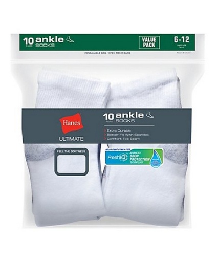 hanes ultimate men's cushion ankle socks 10-pack men Hanes